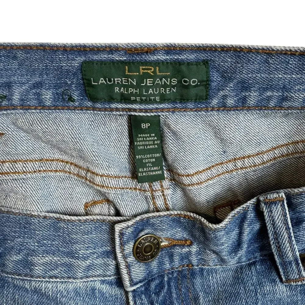 Lauren Ralph Lauren Capri Jean Women 8 Petite Blue Denim Stretch Classic Midcalf - Picture 4 of 12